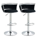 SERENITa Silver Swivel Upholstered Velvet Adjustable Height Counter Stool with Metal Frame Black (Set of 2) V255-GP2311R-BLACK