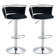 SERENITa Silver Swivel Upholstered Velvet Adjustable Height Counter Stool with Metal Frame Black (Set of 2) V255-GP2311R-BLACK