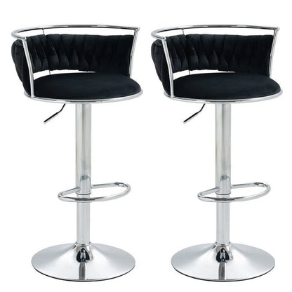SERENITa Silver Swivel Upholstered Velvet Adjustable Height Counter Stool with Metal Frame Black (Set of 2) V255-GP2311R-BLACK