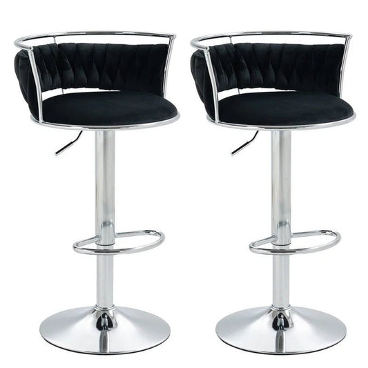 SERENITa Silver Swivel Upholstered Velvet Adjustable Height Counter Stool with Metal Frame Black (Set of 2) V255-GP2311R-BLACK