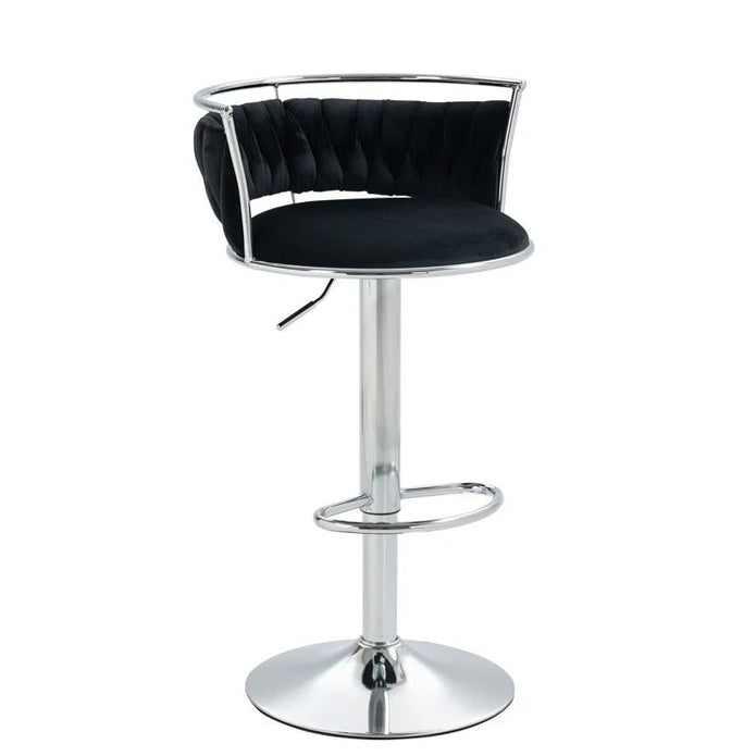 SERENITa Silver Swivel Upholstered Velvet Adjustable Height Counter Stool with Metal Frame Black (Set of 2) V255-GP2311R-BLACK