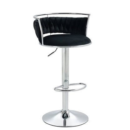 SERENITa Silver Swivel Upholstered Velvet Adjustable Height Counter Stool with Metal Frame Black (Set of 2) V255-GP2311R-BLACK