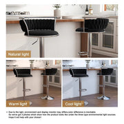 SERENITa Silver Swivel Upholstered Velvet Adjustable Height Counter Stool with Metal Frame Black (Set of 2) V255-GP2311R-BLACK
