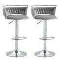 SERENITa Silver Swivel Upholstered Velvet Adjustable Height Counter Stool with Metal Frame Grey (Set of 2) V255-GP2311R-GREY