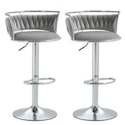 SERENITa Silver Swivel Upholstered Velvet Adjustable Height Counter Stool with Metal Frame Grey (Set of 2) V255-GP2311R-GREY