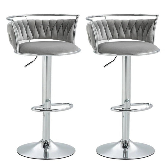 SERENITa Silver Swivel Upholstered Velvet Adjustable Height Counter Stool with Metal Frame Grey (Set of 2) V255-GP2311R-GREY
