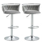 SERENITa Silver Swivel Upholstered Velvet Adjustable Height Counter Stool with Metal Frame Grey (Set of 2) V255-GP2311R-GREY