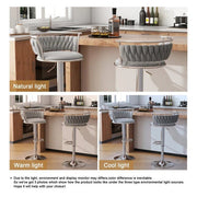 SERENITa Silver Swivel Upholstered Velvet Adjustable Height Counter Stool with Metal Frame Grey (Set of 2) V255-GP2311R-GREY