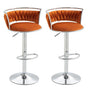 SERENITa Silver Swivel Upholstered Velvet Adjustable Height Counter Stool with Metal Frame Orange (Set of 2) V255-GP2311R-ORANGE