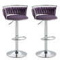 SERENITa Silver Swivel Upholstered Velvet Adjustable Height Counter Stool with Metal Frame Voilet (Set of 2) V255-GP2311R-VOILET