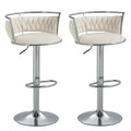SERENITa Silver Swivel Upholstered Velvet Adjustable Height Counter Stool with Metal Frame White (Set of 2) V255-GP2311R-WHITE