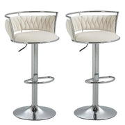SERENITa Silver Swivel Upholstered Velvet Adjustable Height Counter Stool with Metal Frame White (Set of 2) V255-GP2311R-WHITE