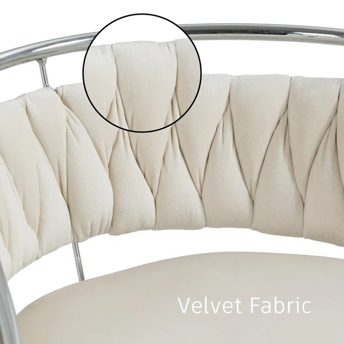 SERENITa Silver Swivel Upholstered Velvet Adjustable Height Counter Stool with Metal Frame White (Set of 2) V255-GP2311R-WHITE