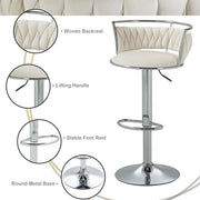 SERENITa Silver Swivel Upholstered Velvet Adjustable Height Counter Stool with Metal Frame White (Set of 2) V255-GP2311R-WHITE