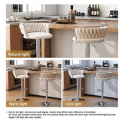SERENITa Silver Swivel Upholstered Velvet Adjustable Height Counter Stool with Metal Frame White (Set of 2) V255-GP2311R-WHITE