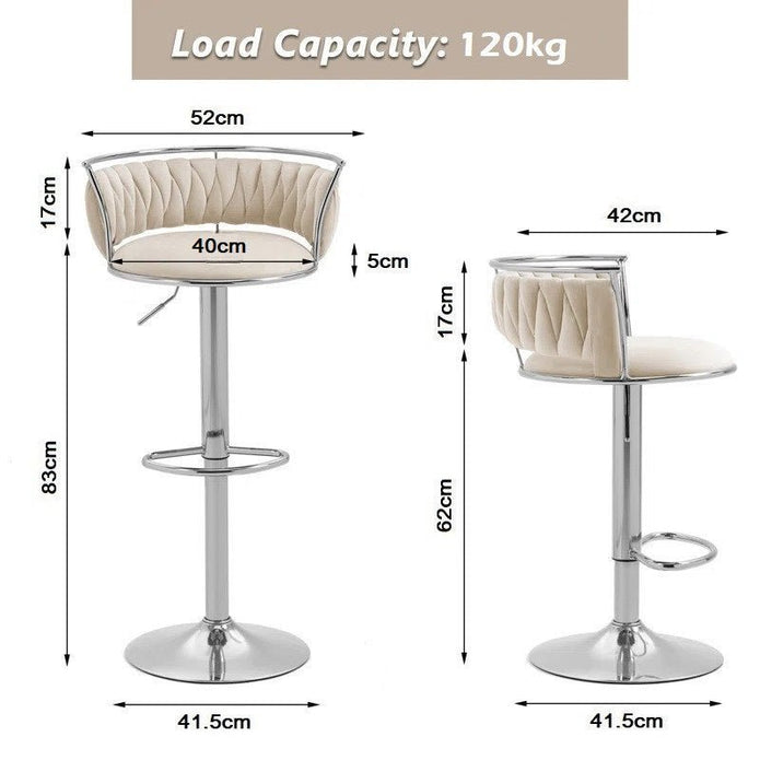 SERENITa Silver Swivel Upholstered Velvet Adjustable Height Counter Stool with Metal Frame White (Set of 2) V255-GP2311R-WHITE