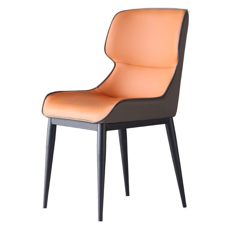 Orange Brown Italian Minimal List Dining Chairs PU Retro Chair Cafe Kitchen Modern Metal Legs x2 V255-I-DICHAIR-DR-OR