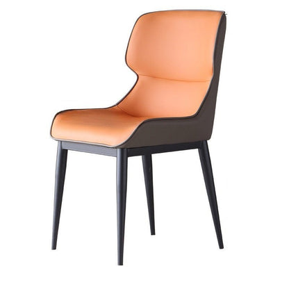Orange Brown Italian Minimal List Dining Chairs PU Retro Chair Cafe Kitchen Modern Metal Legs x2 V255-I-DICHAIR-DR-OR