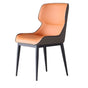 Orange Brown Italian Minimal List Dining Chairs PU Retro Chair Cafe Kitchen Modern Metal Legs x2 V255-I-DICHAIR-DR-OR