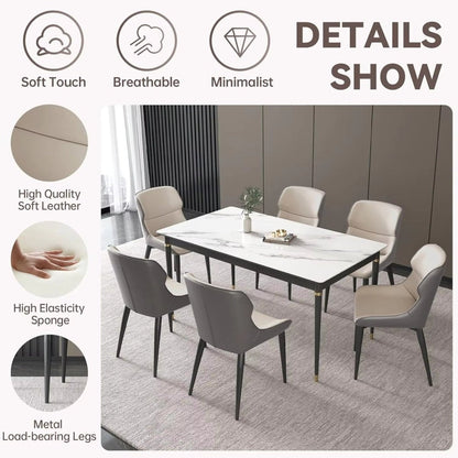Orange Brown Italian Minimal List Dining Chairs PU Retro Chair Cafe Kitchen Modern Metal Legs x2 V255-I-DICHAIR-DR-OR