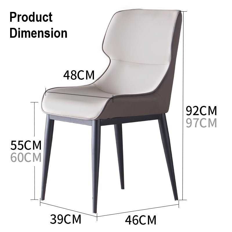 Orange Brown Italian Minimal List Dining Chairs PU Retro Chair Cafe Kitchen Modern Metal Legs x2 V255-I-DICHAIR-DR-OR