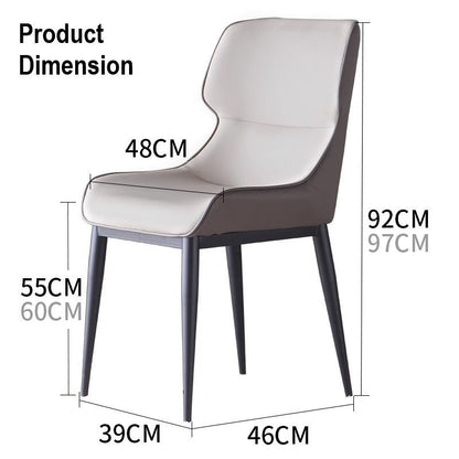 Orange Brown Italian Minimal List Dining Chairs PU Retro Chair Cafe Kitchen Modern Metal Legs x2 V255-I-DICHAIR-DR-OR