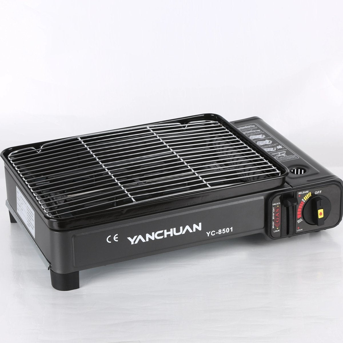 Portable Gas Stove Burner Butane BBQ Camping Gas Cooker With Non Stick Plate Black V255-JYT002