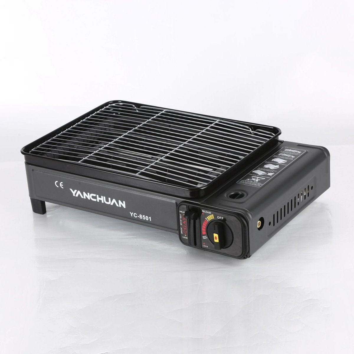 Portable Gas Stove Burner Butane BBQ Camping Gas Cooker With Non Stick Plate Black V255-JYT002