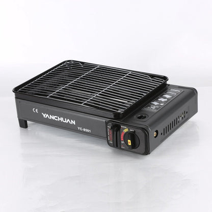 Portable Gas Stove Burner Butane BBQ Camping Gas Cooker With Non Stick Plate Black V255-JYT002