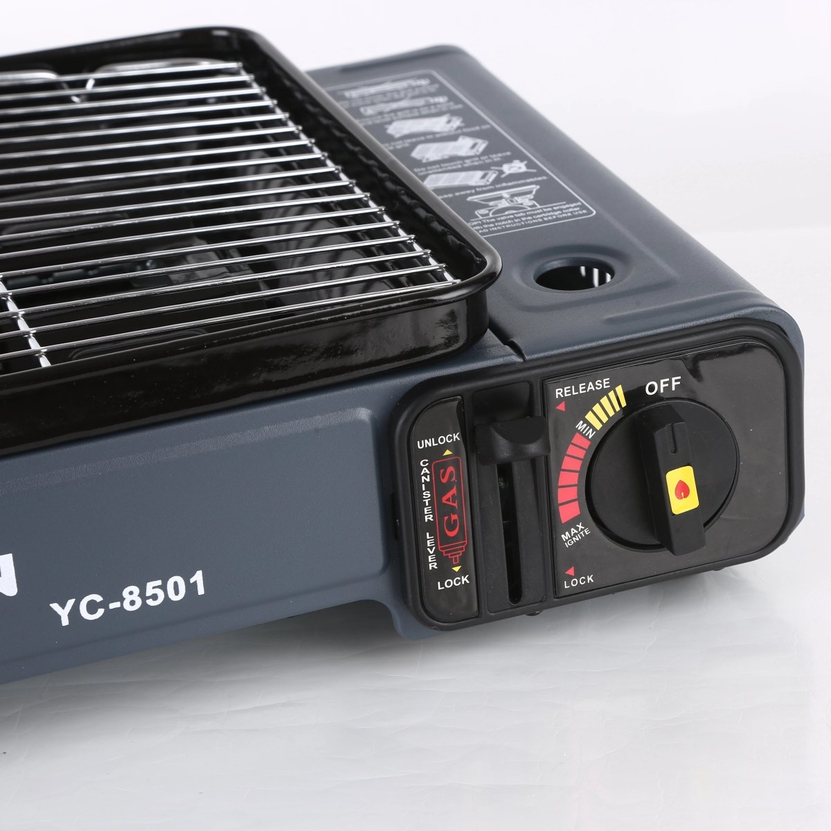 Portable Gas Stove Burner Butane BBQ Camping Gas Cooker With Non Stick Plate Black V255-JYT002