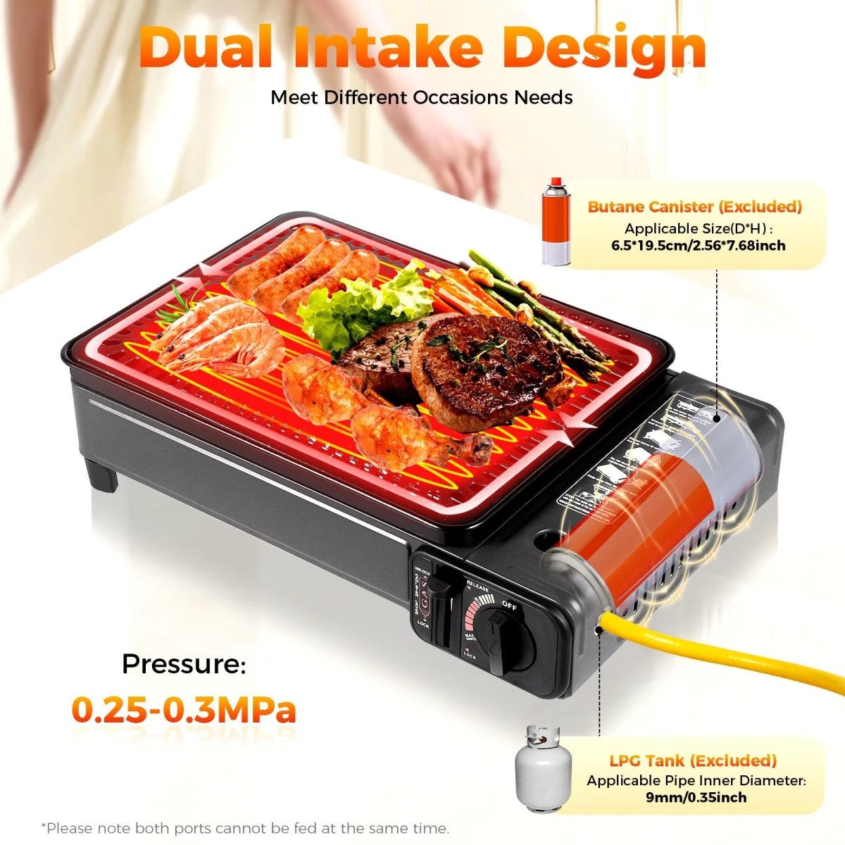 Portable Gas Stove Burner Butane BBQ Camping Gas Cooker With Non Stick Plate Black V255-JYT002