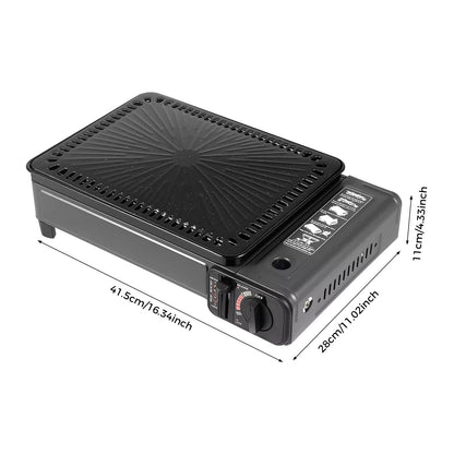 Portable Gas Stove Burner Butane BBQ Camping Gas Cooker With Non Stick Plate Black V255-JYT002