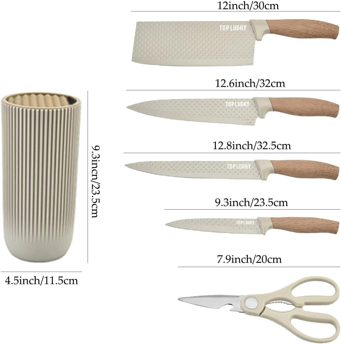6-Piece Kitchen Knife Set Non-Stick Stainless Steel Blades with Universal Knife Block V255-KNIFE6PCS-BK