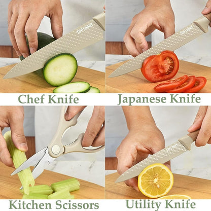 6-Piece Kitchen Knife Set Non-Stick Stainless Steel Blades with Universal Knife Block V255-KNIFE6PCS-BK