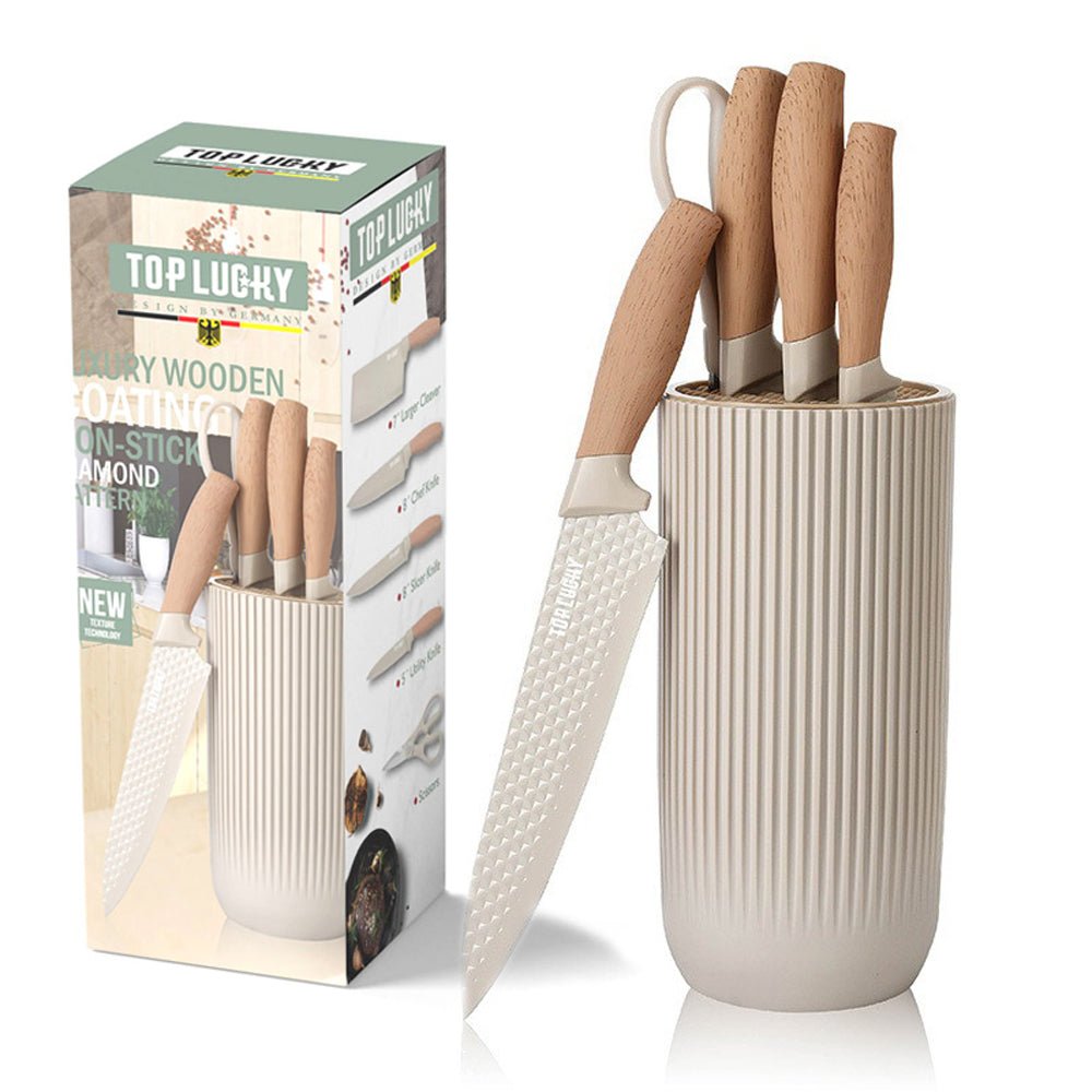 6-Piece Kitchen Knife Set Non-Stick Stainless Steel Blades with Universal Knife Block V255-KNIFE6PCS-K