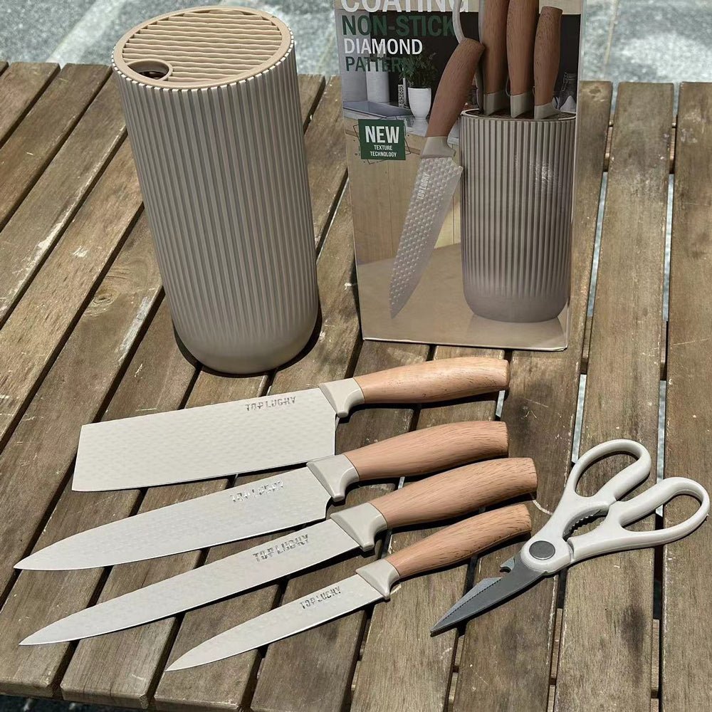 6-Piece Kitchen Knife Set Non-Stick Stainless Steel Blades with Universal Knife Block V255-KNIFE6PCS-K