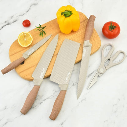 6-Piece Kitchen Knife Set Non-Stick Stainless Steel Blades with Universal Knife Block V255-KNIFE6PCS-K