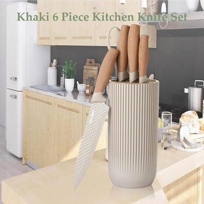 6-Piece Kitchen Knife Set Non-Stick Stainless Steel Blades with Universal Knife Block V255-KNIFE6PCS-K