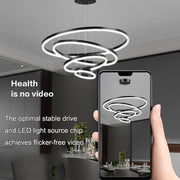 Black 3 Rings Minimalist LED Pendant Light Adjustable Circular Chandelier V255-L-18815-B-246