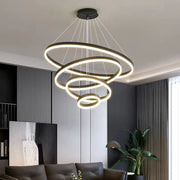 Black 5 Rings Minimalist LED Pendant Light Adjustable Circular Chandelier V255-L-18815-B-24680