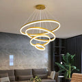 Gold 4 Rings Minimalist LED Pendant Light Adjustable Circular Chandelier V255-L-18815-G-2468