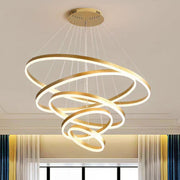 Gold 4 Rings Minimalist LED Pendant Light Adjustable Circular Chandelier V255-L-18815-G-2468