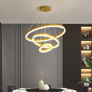 Gold 4 Rings Minimalist LED Pendant Light Adjustable Circular Chandelier V255-L-18815-G-2468