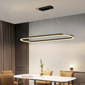 Modern Minimalist Oval Pendant Light Adjustable LED Chandelier Black V255-L-24119-B