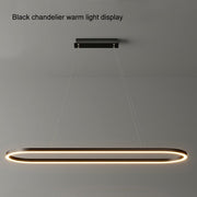 Modern Minimalist Oval Pendant Light Adjustable LED Chandelier Black V255-L-24119-B