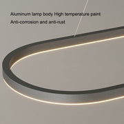 Modern Minimalist Oval Pendant Light Adjustable LED Chandelier Black V255-L-24119-B