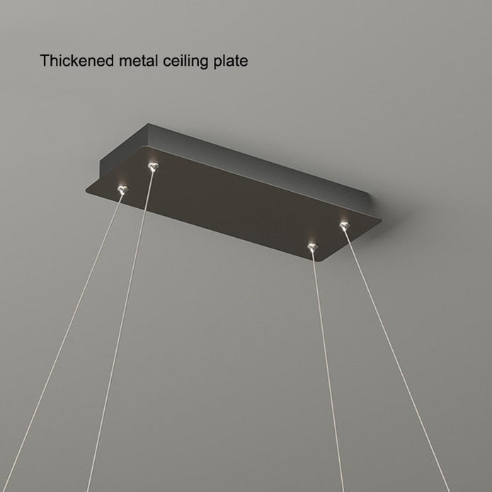 Modern Minimalist Oval Pendant Light Adjustable LED Chandelier Black V255-L-24119-B