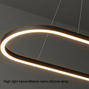 Modern Minimalist Oval Pendant Light Adjustable LED Chandelier Black V255-L-24119-B