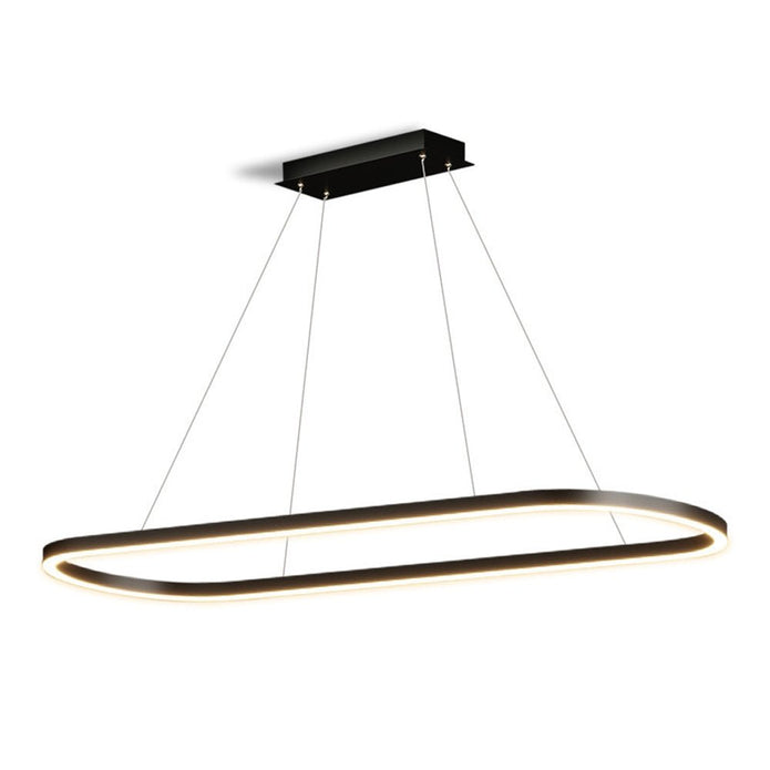 Modern Minimalist Oval Pendant Light Adjustable LED Chandelier Black V255-L-24119-B