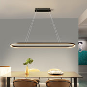 Modern Minimalist Oval Pendant Light Adjustable LED Chandelier Black V255-L-24119-B